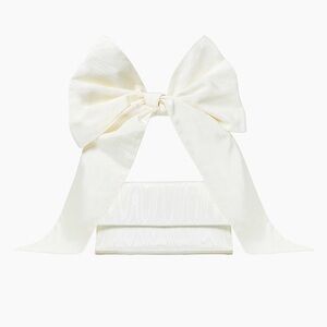 LIKE NEW Loeffler Randall Ramona Bow Moiré Shoulder Bag White Bow Clutch